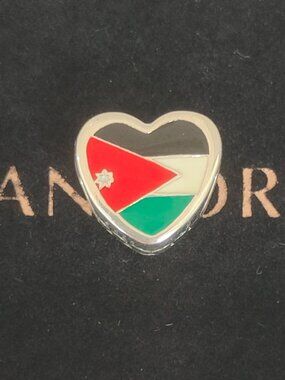 Pandora Jordan Flag Heart Charm Bead Pendant